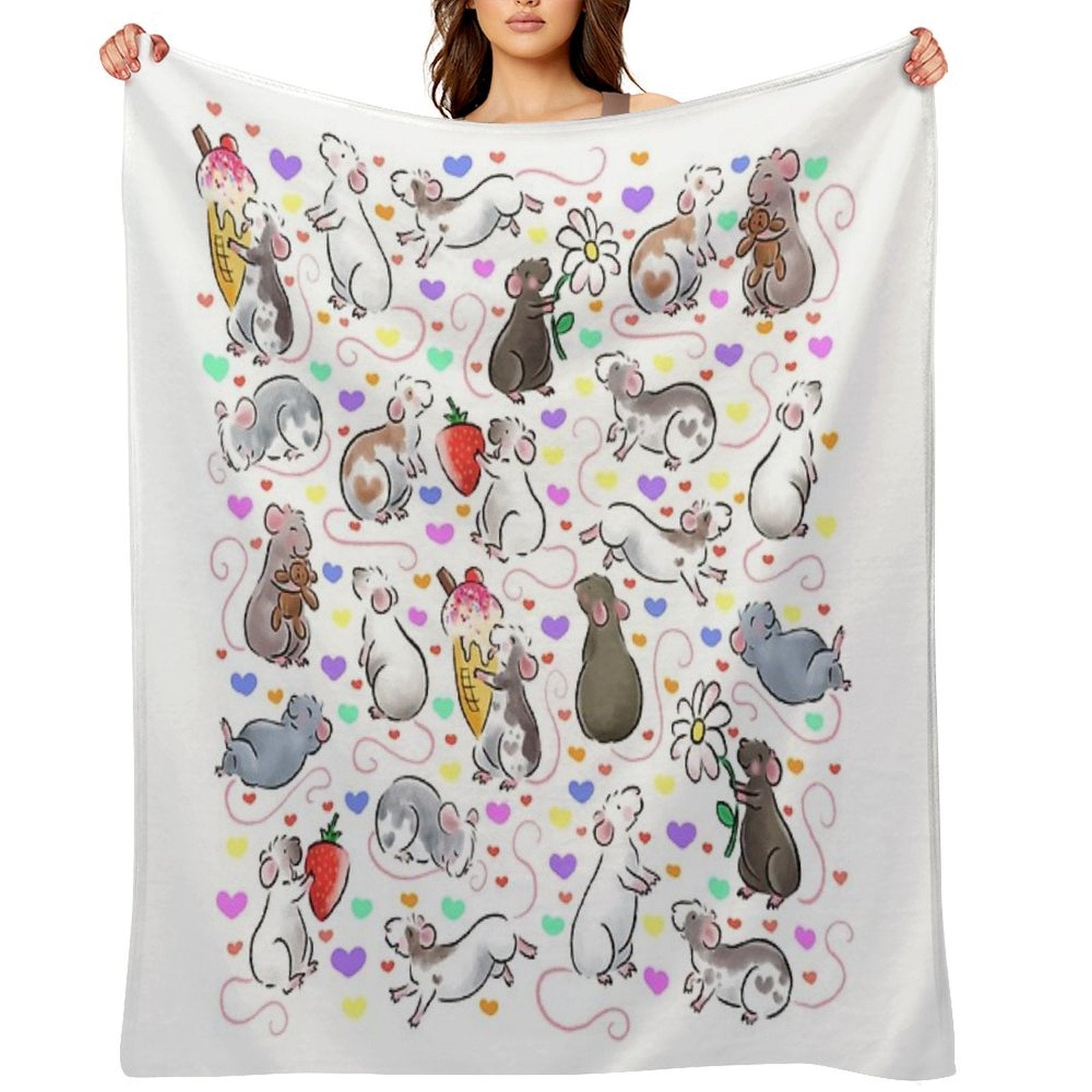 I Love Rats Velvety-soft Throw Blanket