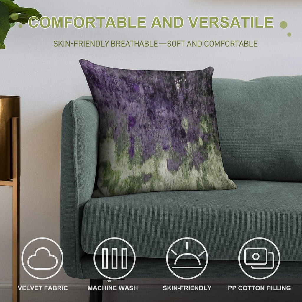 Violet And Olive Abstract Painting Soft Hidden Zipper Throw Pillow