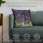 Violet And Olive Abstract Painting Soft Hidden Zipper Throw Pillow
