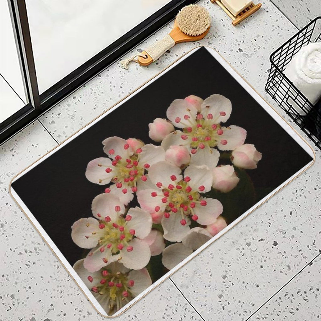Macro of Aronia Melanocarpa Blossoms White Flowers  Stain-Proof Bath Mat