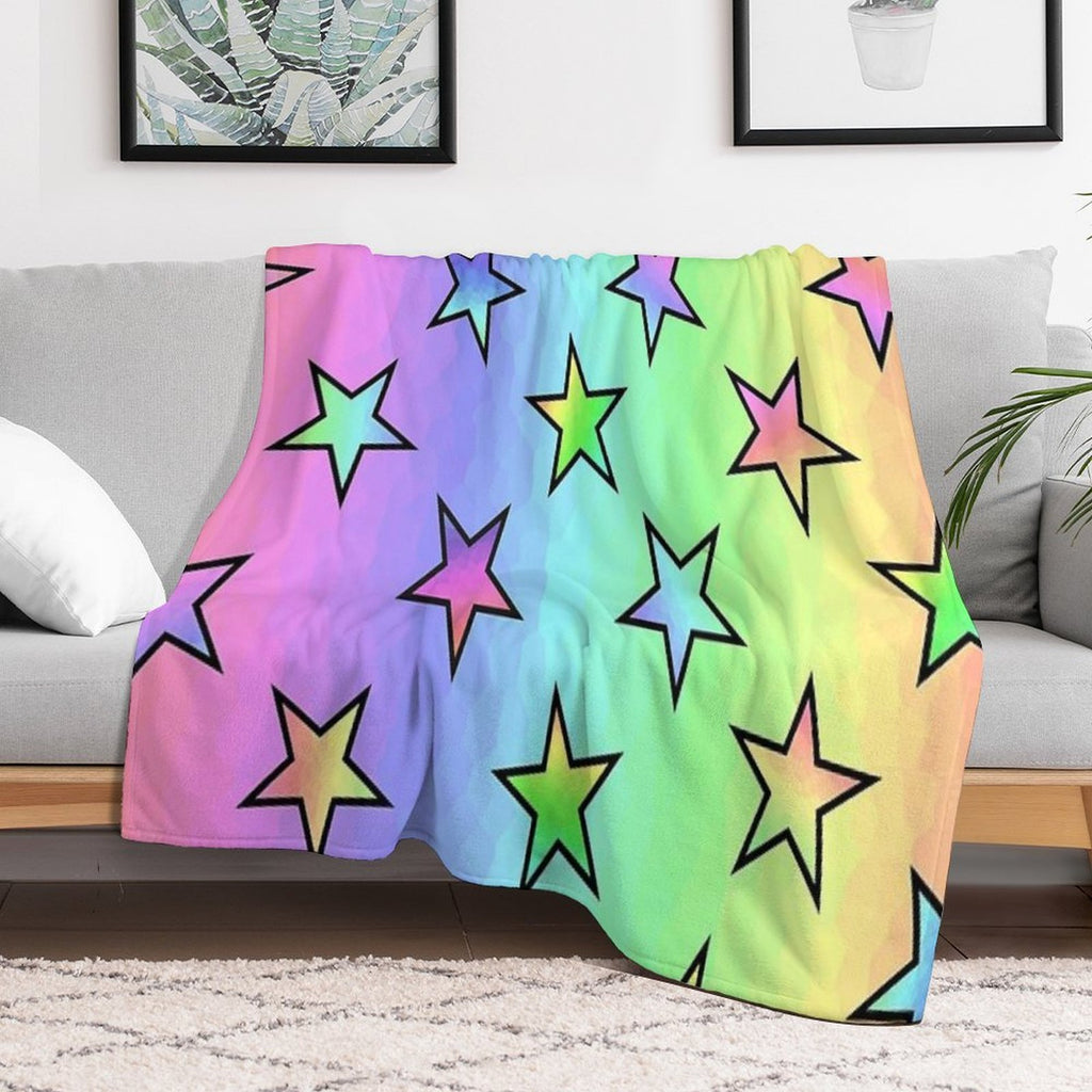 Colorful Star Pattern Compact Throw Blanket