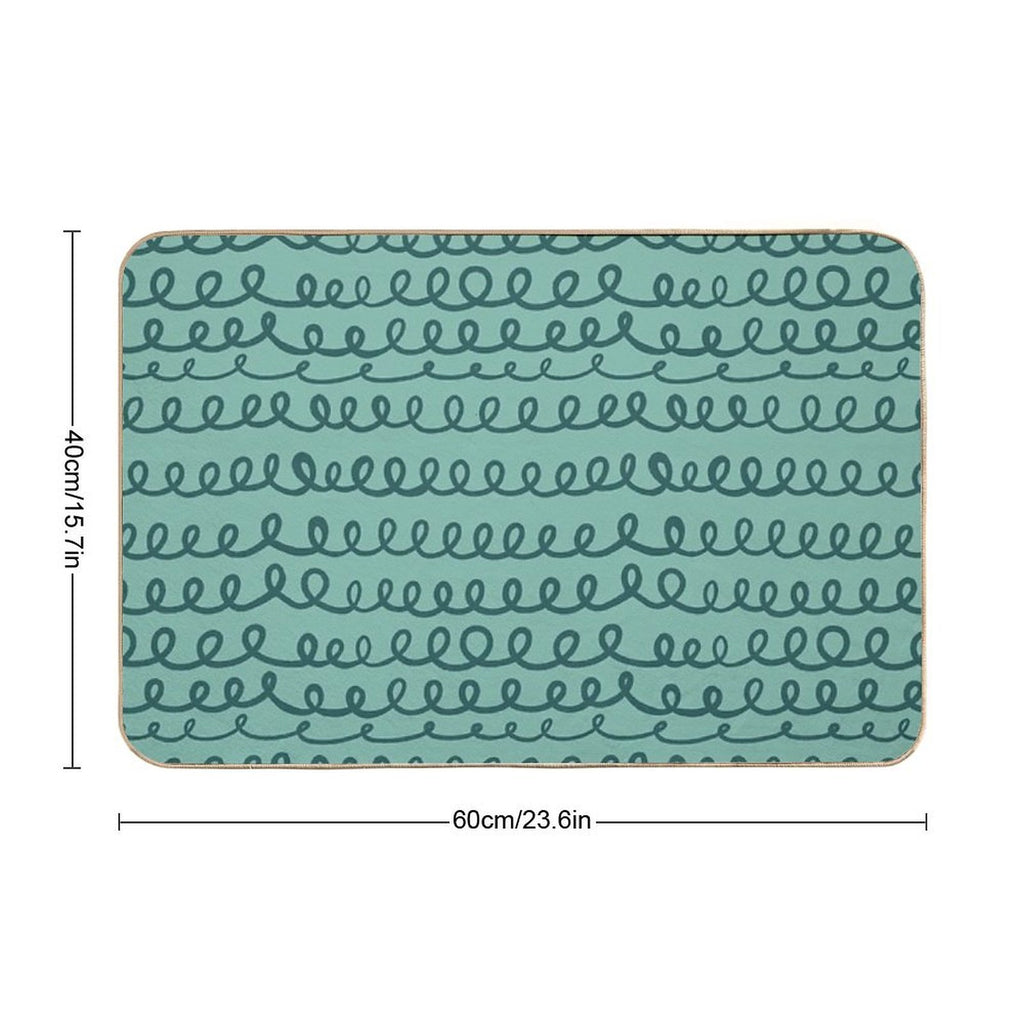 Green Calm – Green Squiggle Stripe Pattern Durable Bath Mat