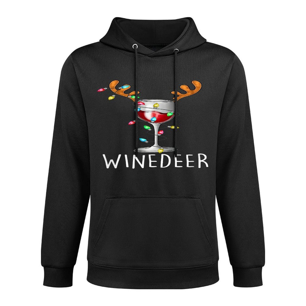 Winedeer Reinbeer Santa Hat Reindeer Couple Xmas Matching Shrink-Resistant Hoodie