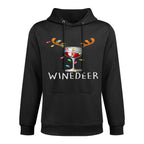 Winedeer Reinbeer Santa Hat Reindeer Couple Xmas Matching Shrink-Resistant Hoodie