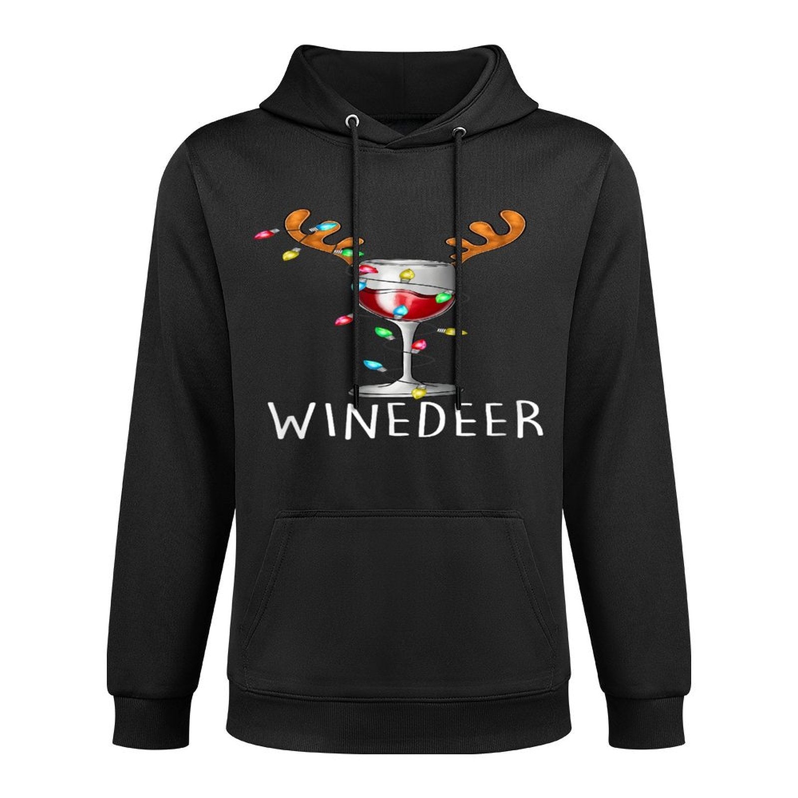 Winedeer Reinbeer Santa Hat Reindeer Couple Xmas Matching Shrink-Resistant Hoodie