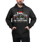 Most Likely To Nap On Christmas Family Christmas Pajamas Easy Care Hoodie