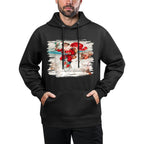 Vintage Pink Santa Riding Bicycle Bunny And Deer Xmas Party Durable Construction Hoodie