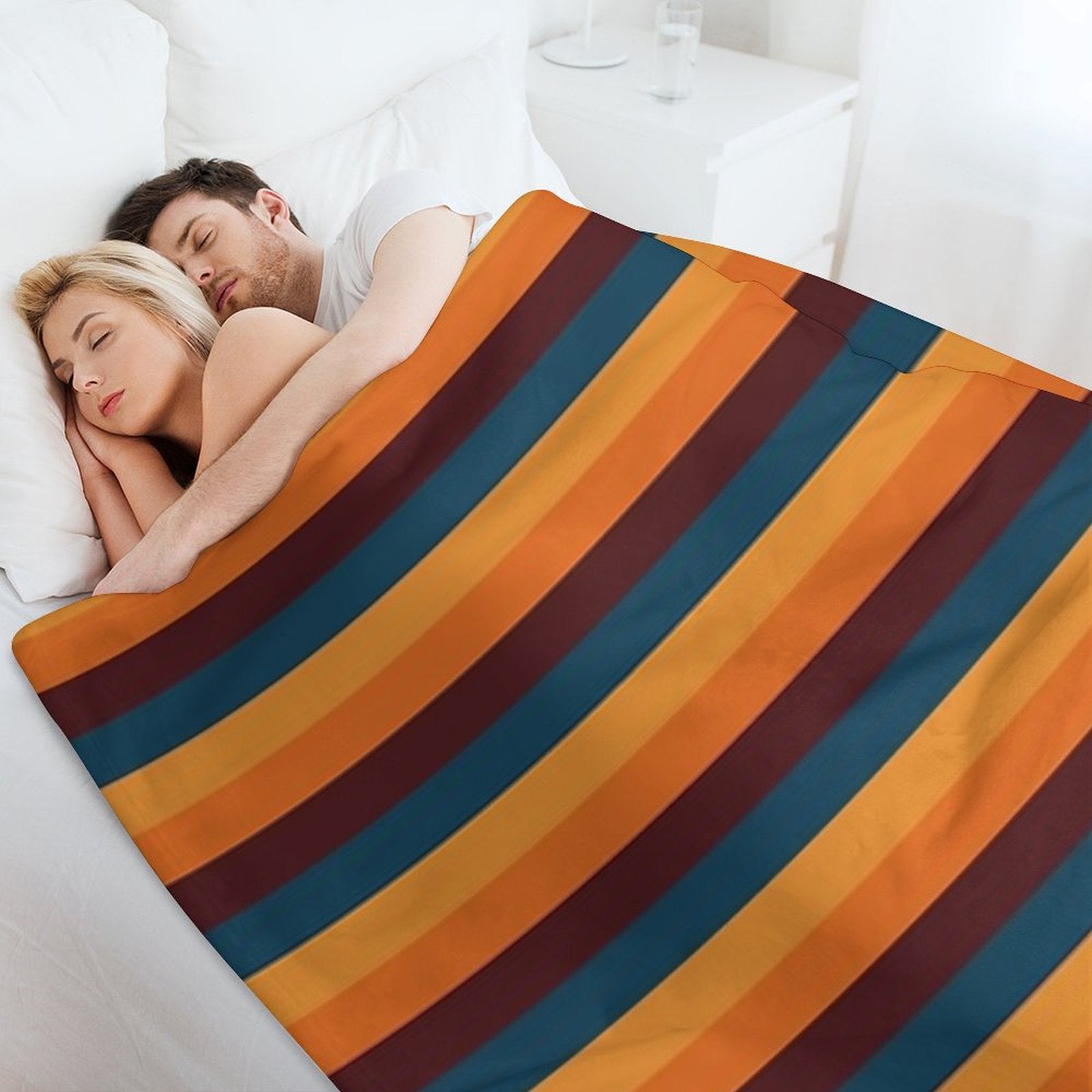 Walnut, Aegean Blue, Honey, Persimmon Orange Exotic Colour Patterns Lightweight Throw Blanket