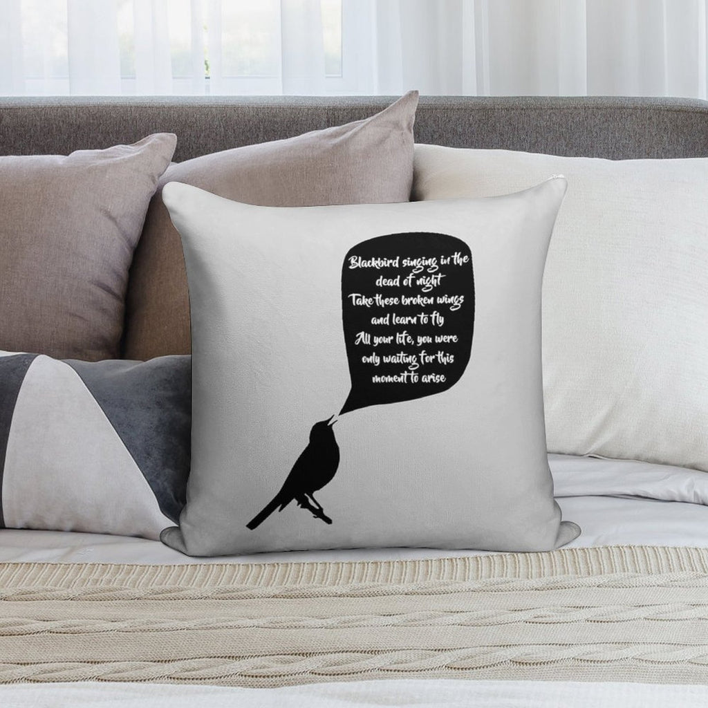 Blackbird Soft Short Plush Fabric Throw Pillow