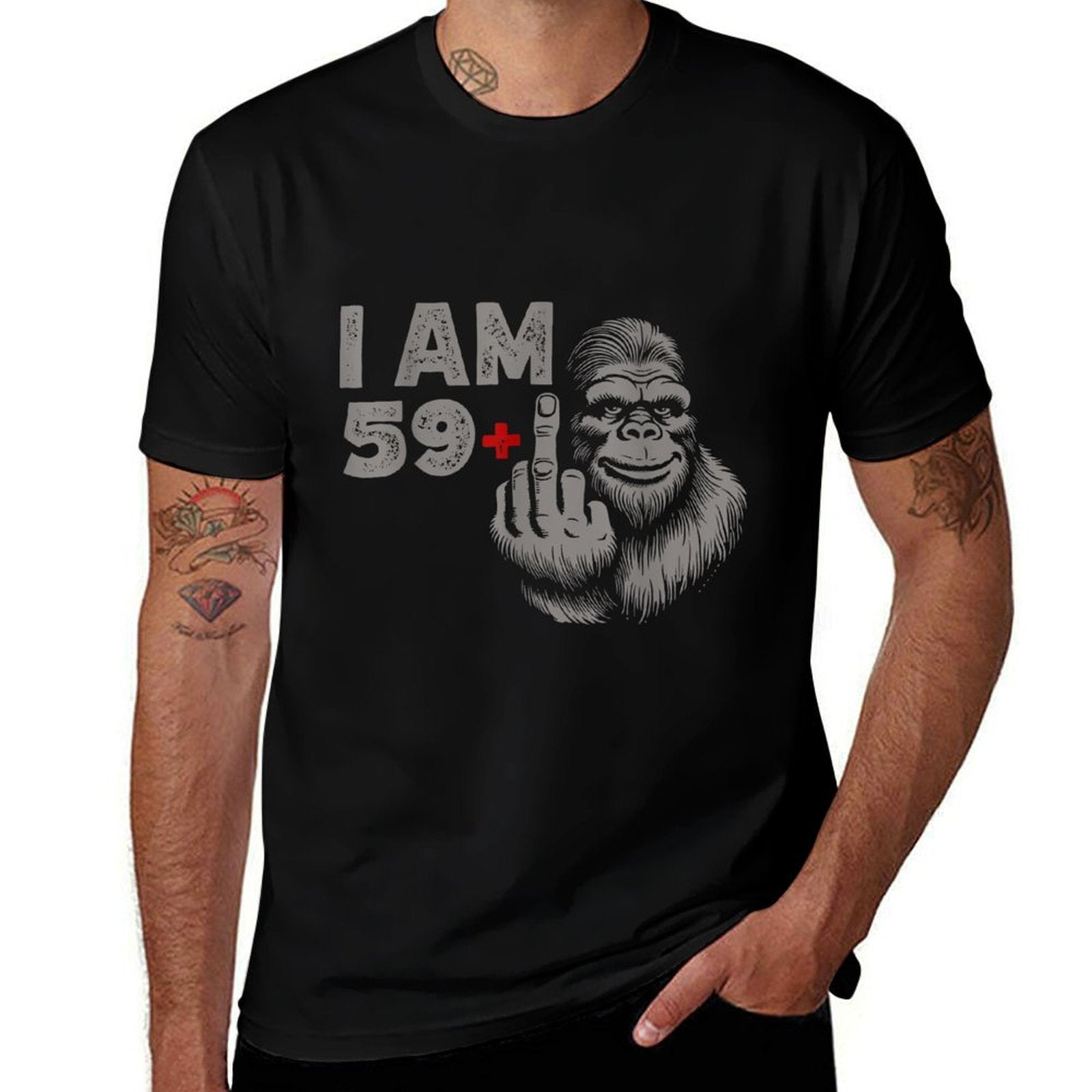 I Am 59 Plus Bigfoot Sasquatch Funny 60th Men's Birthday  Tagless Design T-Shirt