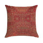 Bohemian Medallion II  15th Century Old Distressed Red Green Colorful Ornate Accent Rug Pattern Soft Ultra-Soft Texture Throw Pillow