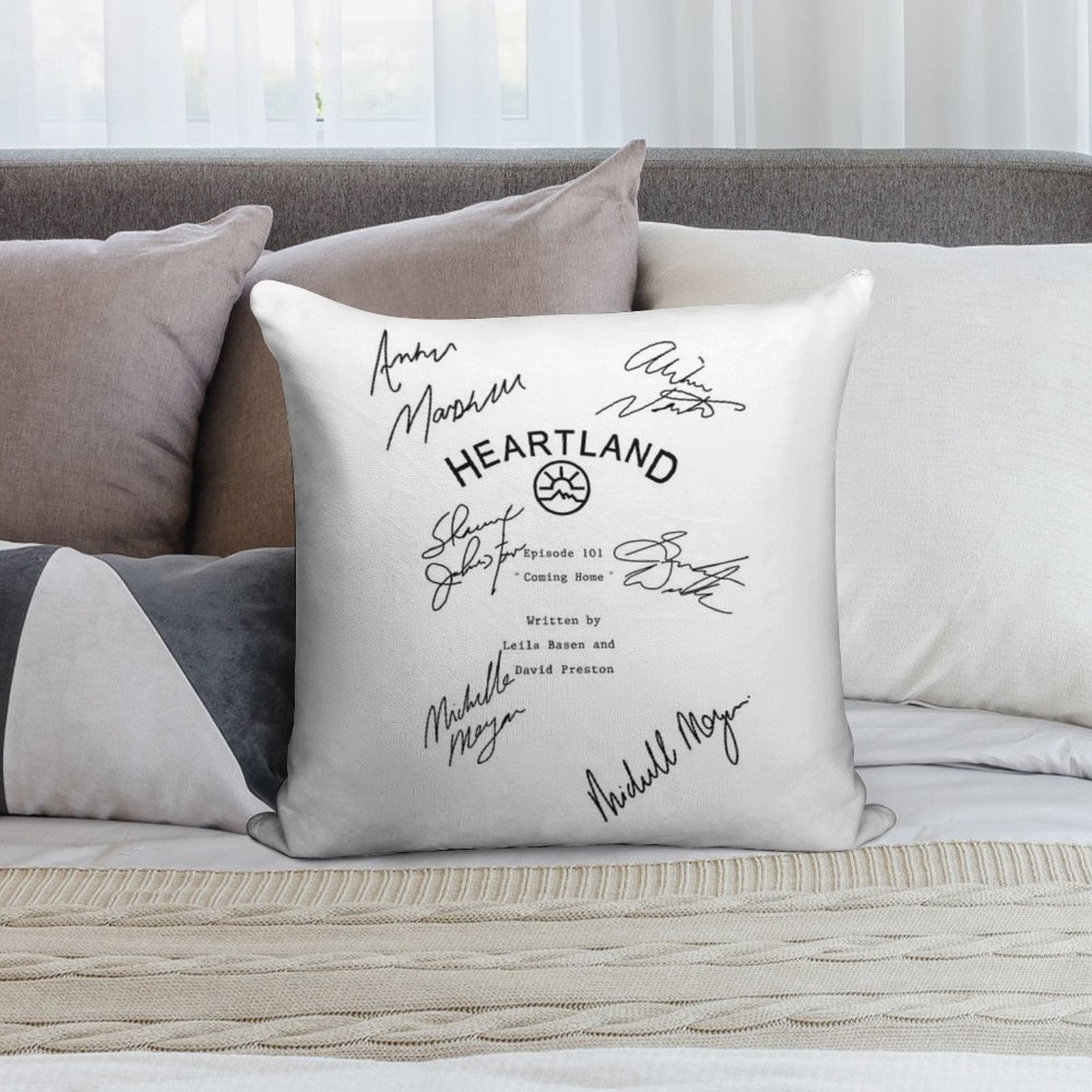 Heartland Script Soft Anti-Pilling Throw Pillow