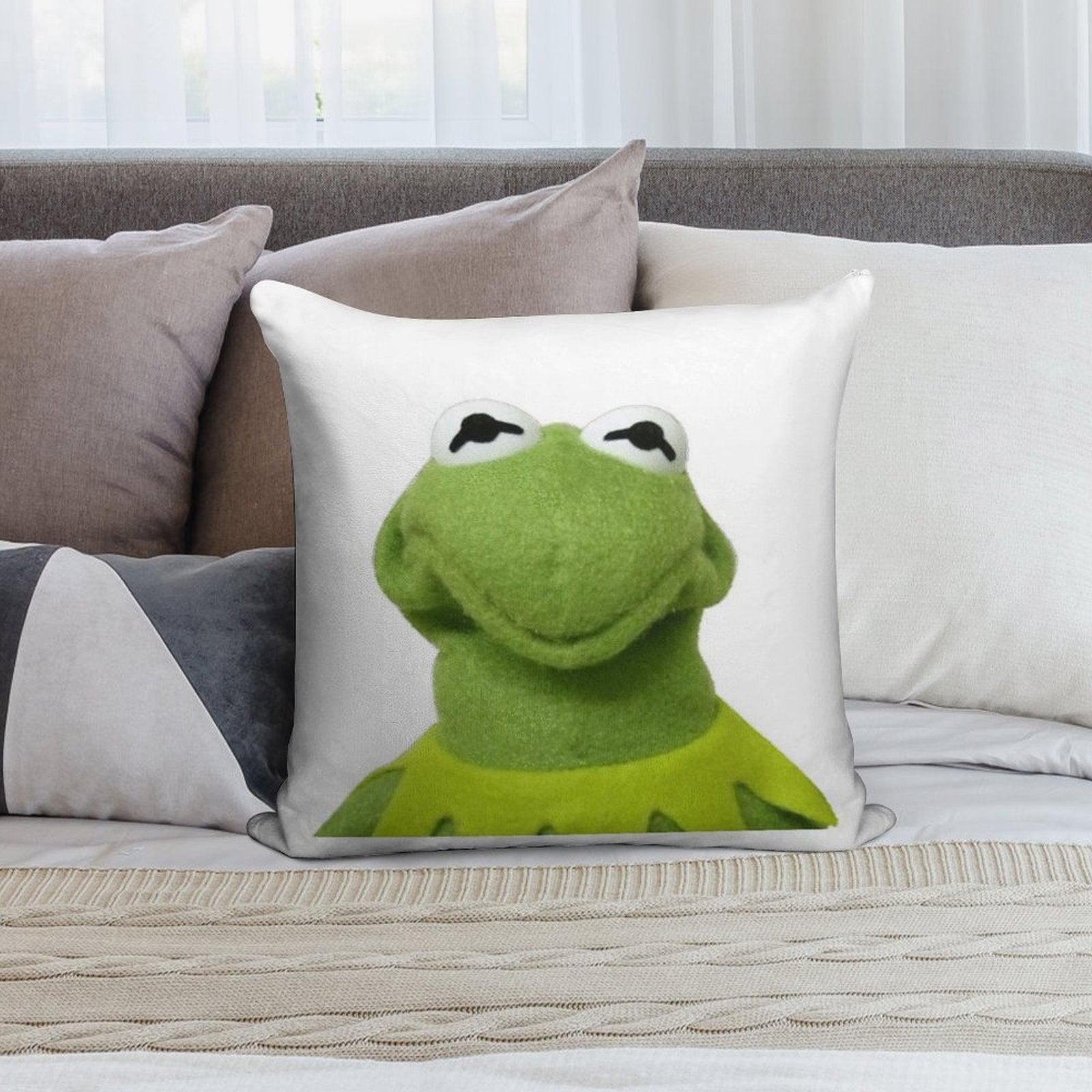 Kermit The Amphibian Soft Luxury Feel Throw Pillow