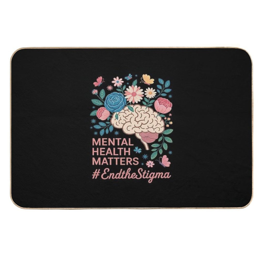 End The Stigma Mental Health Matters Awareness Brain Floral  Odorless Bath Mat