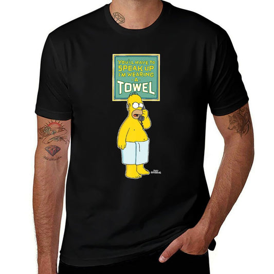 The Simpsons Homer Simpson Speak Up I’m Wearing A Towel Premium  Polyester Blend T-Shirt