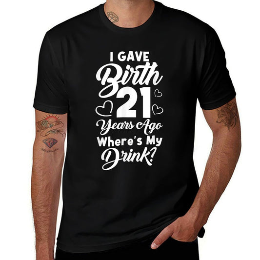 21st Birthday for Mom Gift 21 Year Old Child Son Daughter  Ribbed Collar T-Shirt