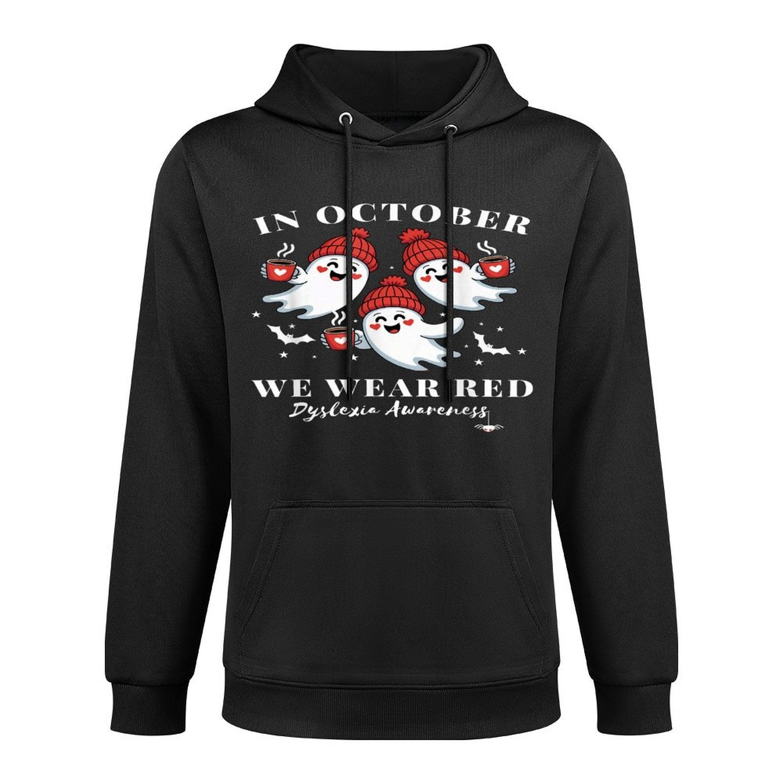 in October We Wear Red Dyslexia Awareness Halloween Ghost Colorfast Hoodie
