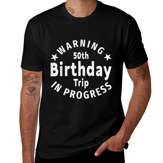 Warning 50th Birthday Trip In Progress Funny 50th Birthday  Oversized Silhouette T-Shirt