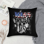 KISS ® The Band - Destroyer Black And White Fog USA Logo Soft Hidden Zipper Throw Pillow