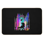 Alien UFO T-Rex Abduction Colorful Forest  Multi-Purpose Bath Mat