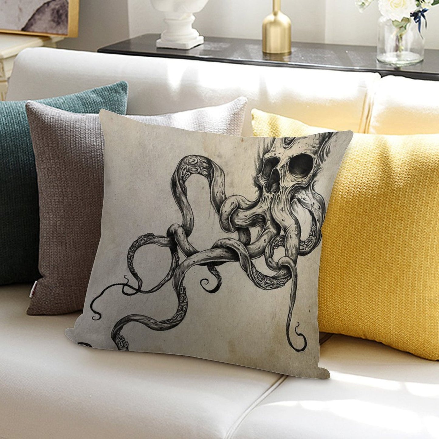 Skulltapus Soft Shrink-Resistant Throw Pillow