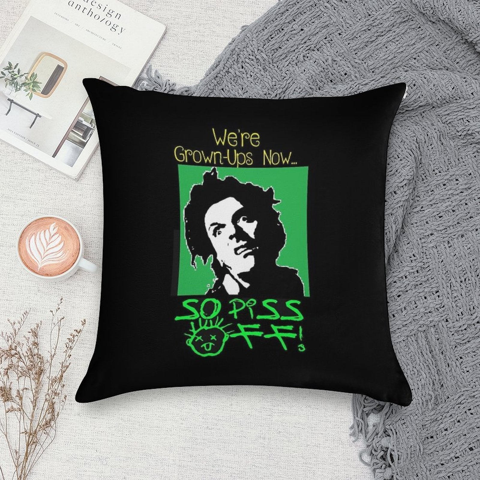 Drop Dead Fred Soft Short Plush Fabric Throw Pillow