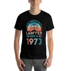 Lawyer Born in 1973 50th Birthday Law Gifts Premium  Ribbed Collar T-Shirt