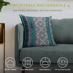 Teal, Aqua & Grey Vintage Bohemian Wallpaper Soft Skin-Friendly Throw Pillow