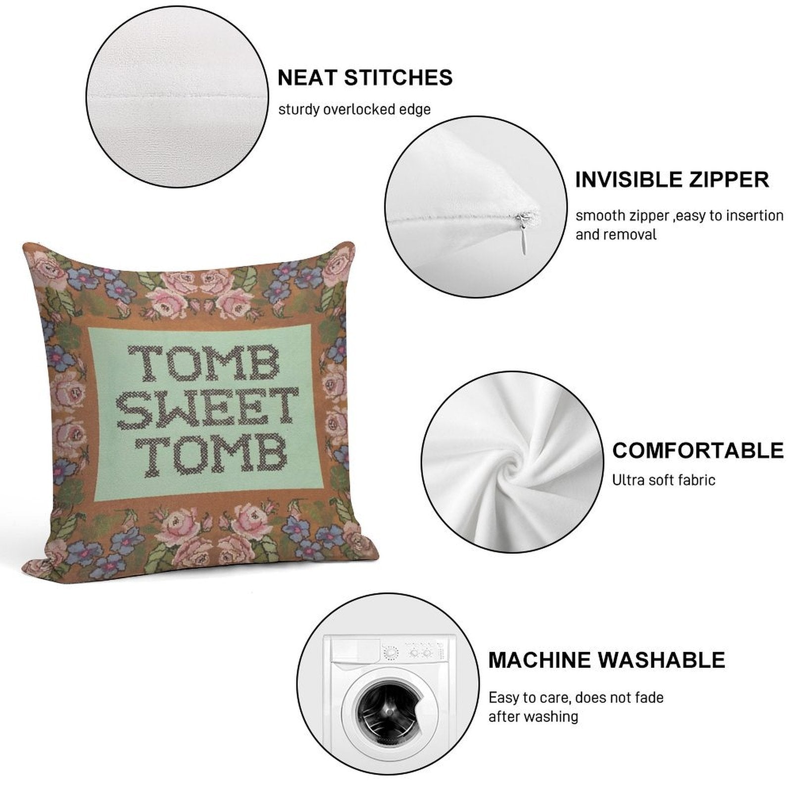 Tomb Sweet Tomb Haunted Mansion Foolish Mortal Soft Shrink-Resistant Throw Pillow