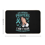 1 Year Ovarian Cancer Free God Prayer Cancer Awareness  Absorbent Bath Mat