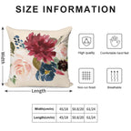 Burgundy Navy Peach Watercolor Flowers Soft Reinforced Edging Throw Pillow