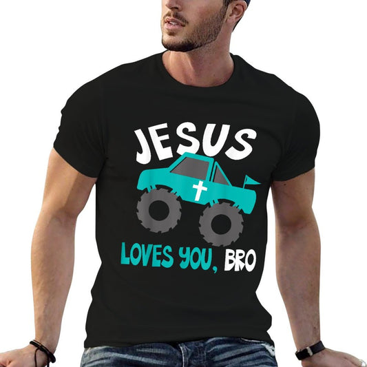 Toddler Jesus Loves You Bro Funny Christian Kids Boy God Son  Cotton T-Shirt