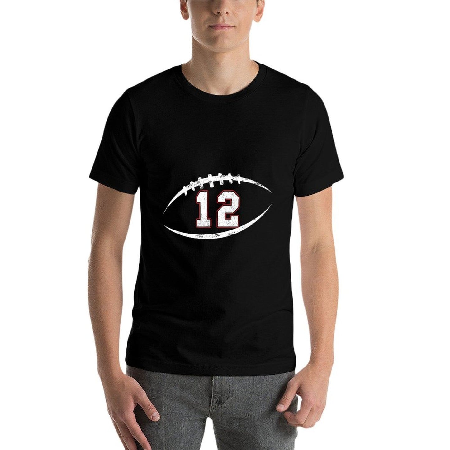 12 Number Vintage Football Player 12 Lucky Number Birthday  Trendy Pattern T-Shirt