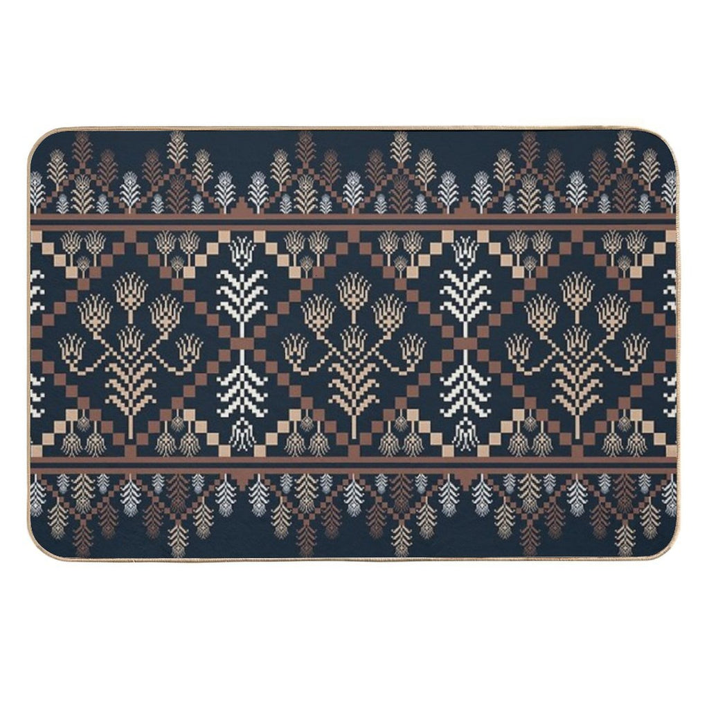 Rustic Floral Weave  Long-Lasting Bath Mat