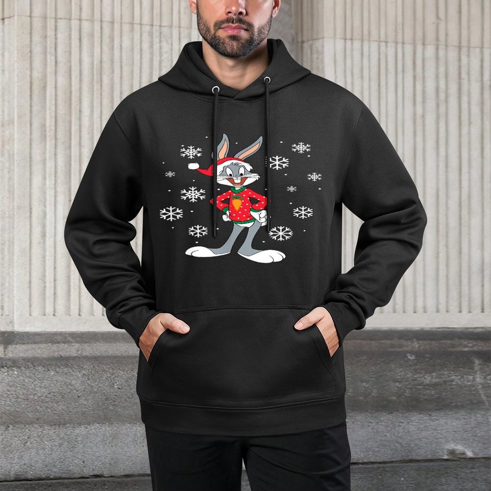 Looney Tunes Bugs Bunny Wearing An Ugly Christmas Sweater Pilling-Resistant Hoodie