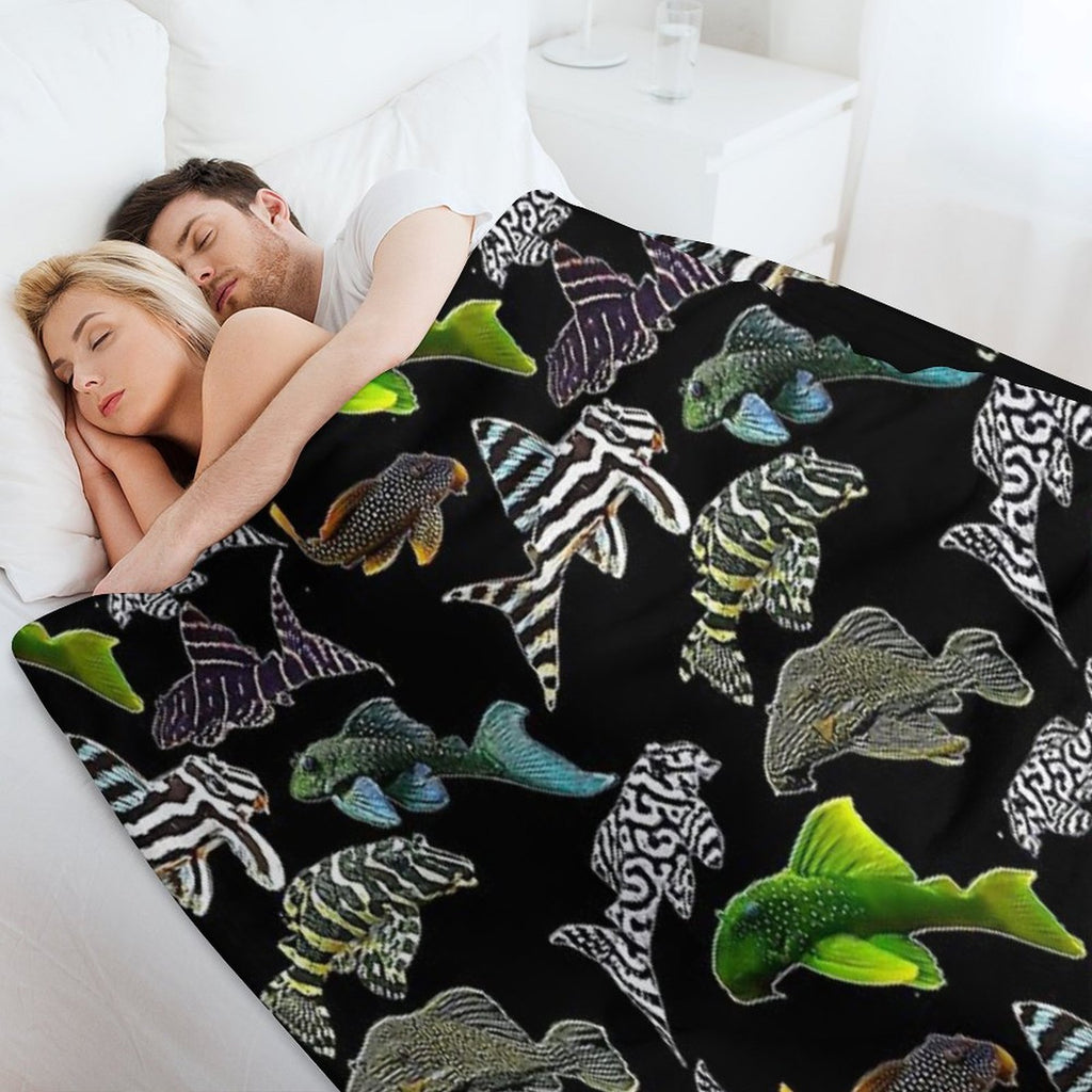 Pleco Collage Dark Shrink-resistant Throw Blanket