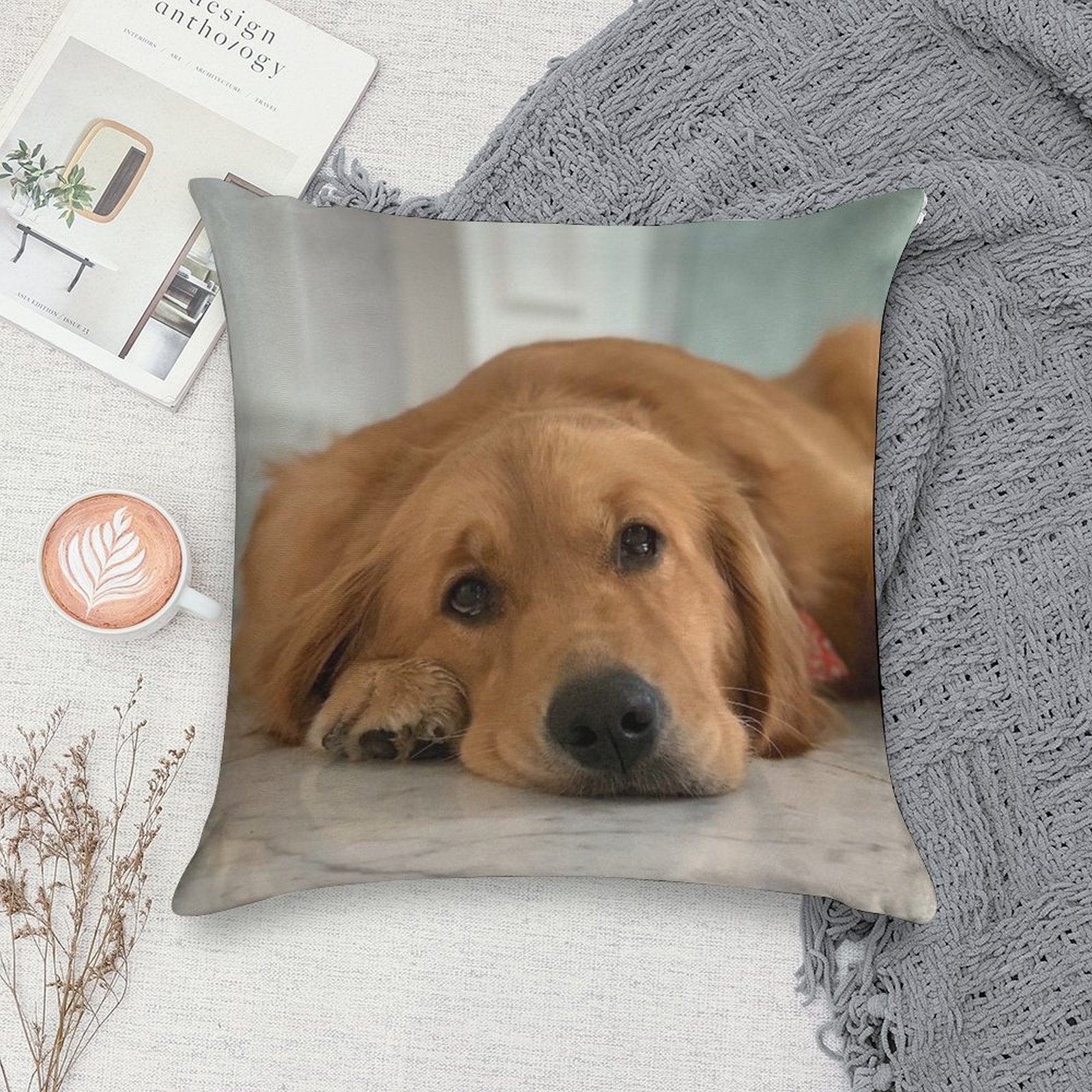 Golden Retriever Soft Home Decor Throw Pillow