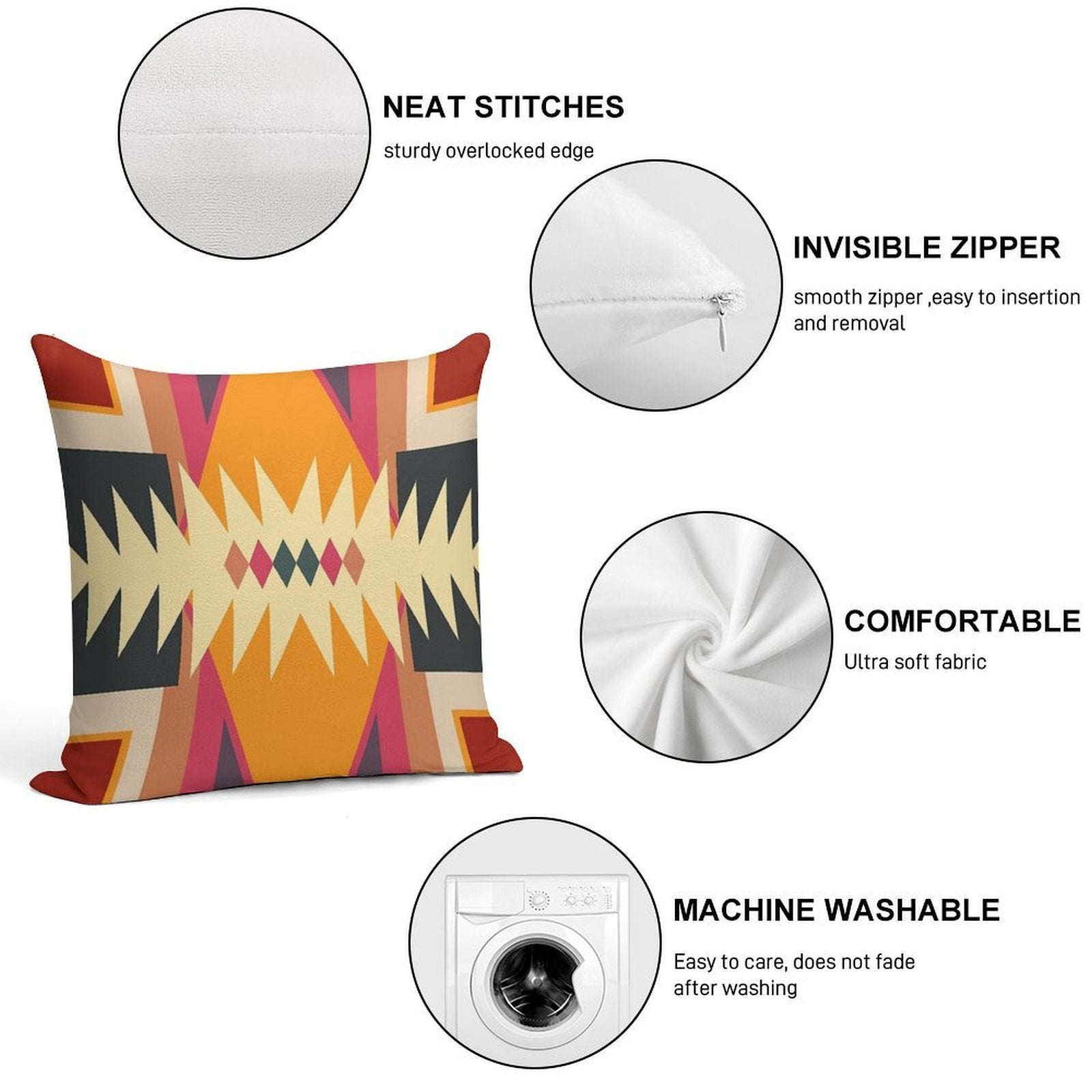 Navajo Design Eight Soft Skin-Friendly Throw Pillow