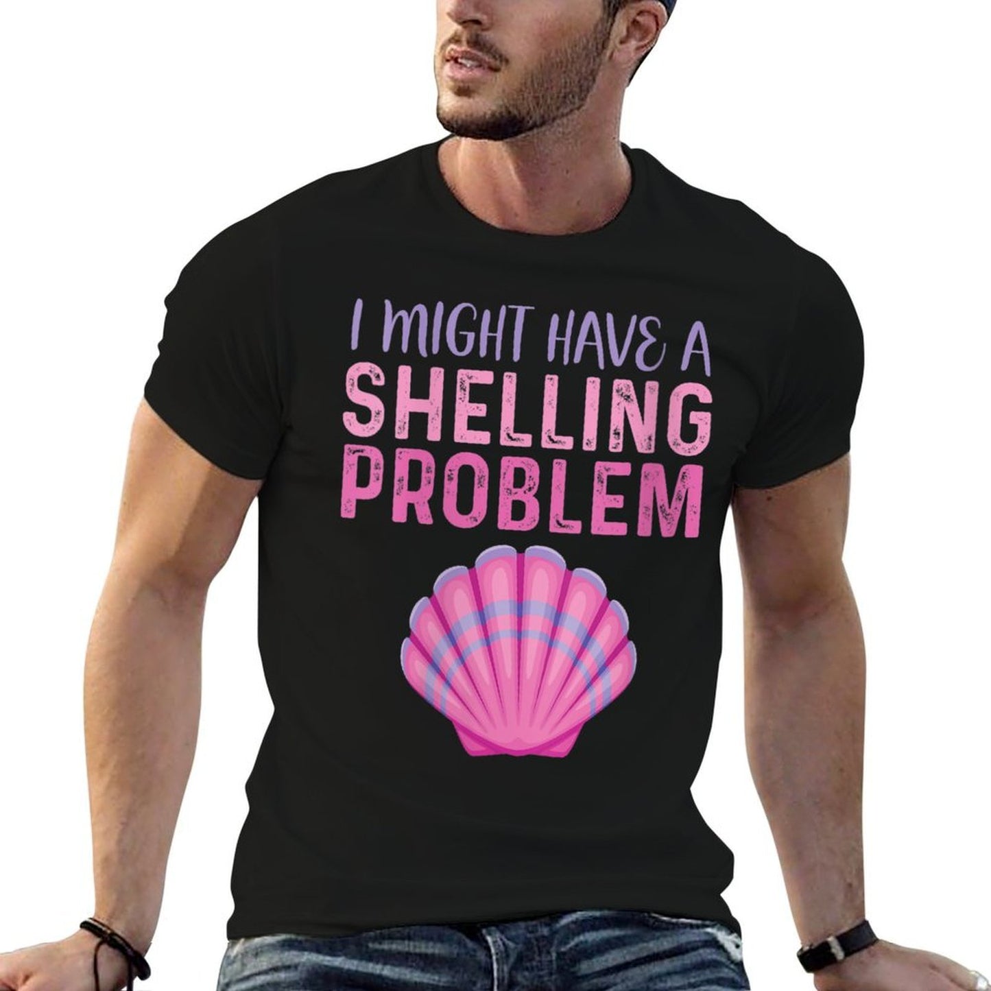 Womens I Might Have A Shelling Problem Seashell Collector Shelling  Wrinkle-resistant T-Shirt