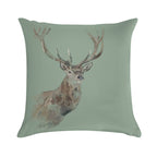 Watercolour Stag Green Soft Durable Construction Throw Pillow