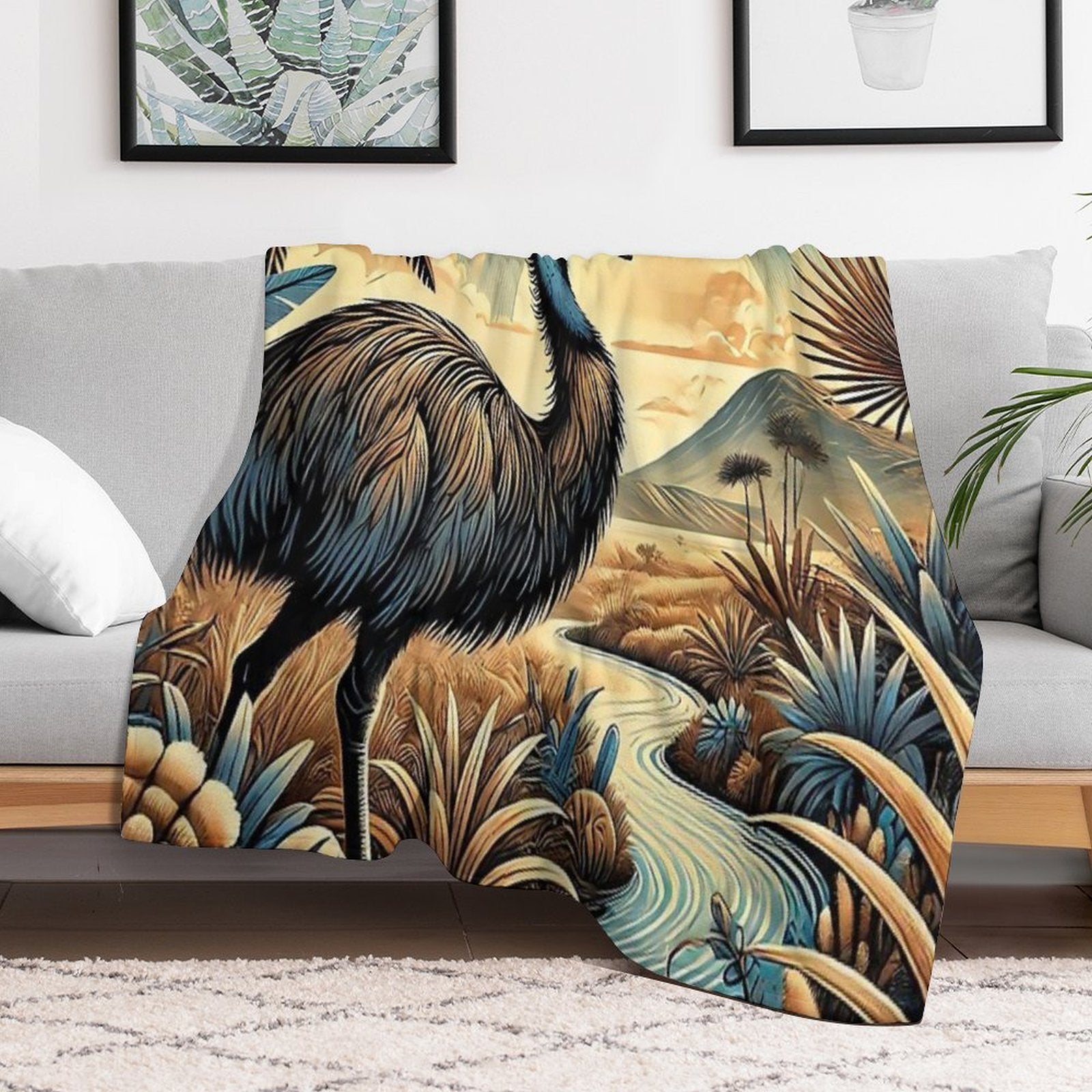 Emu Art #12  Emu Lovers Shrink-resistant Throw Blanket