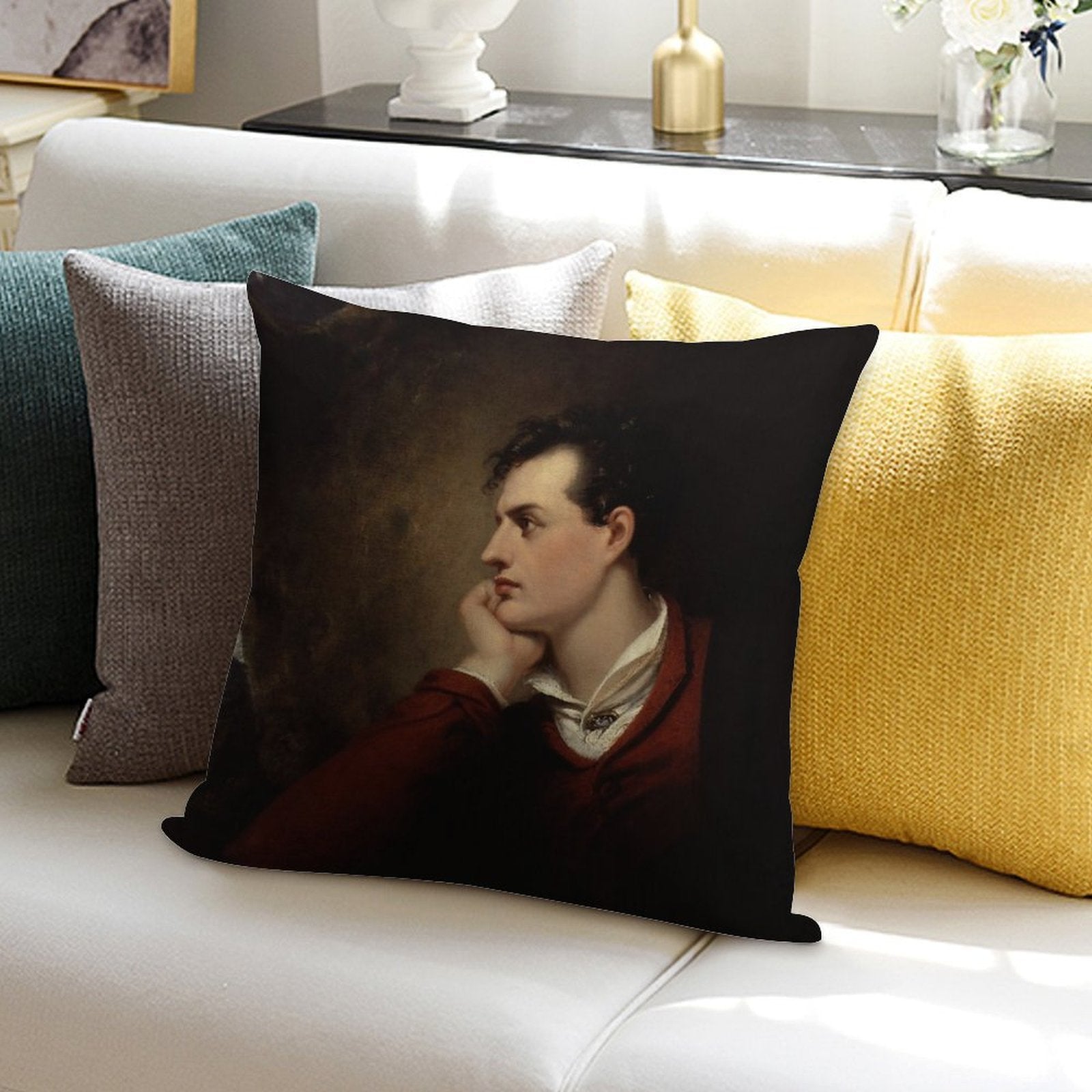 Lord Byron - 6th Baron Byron - By Richard Westall Soft Fade-Resistant Throw Pillow