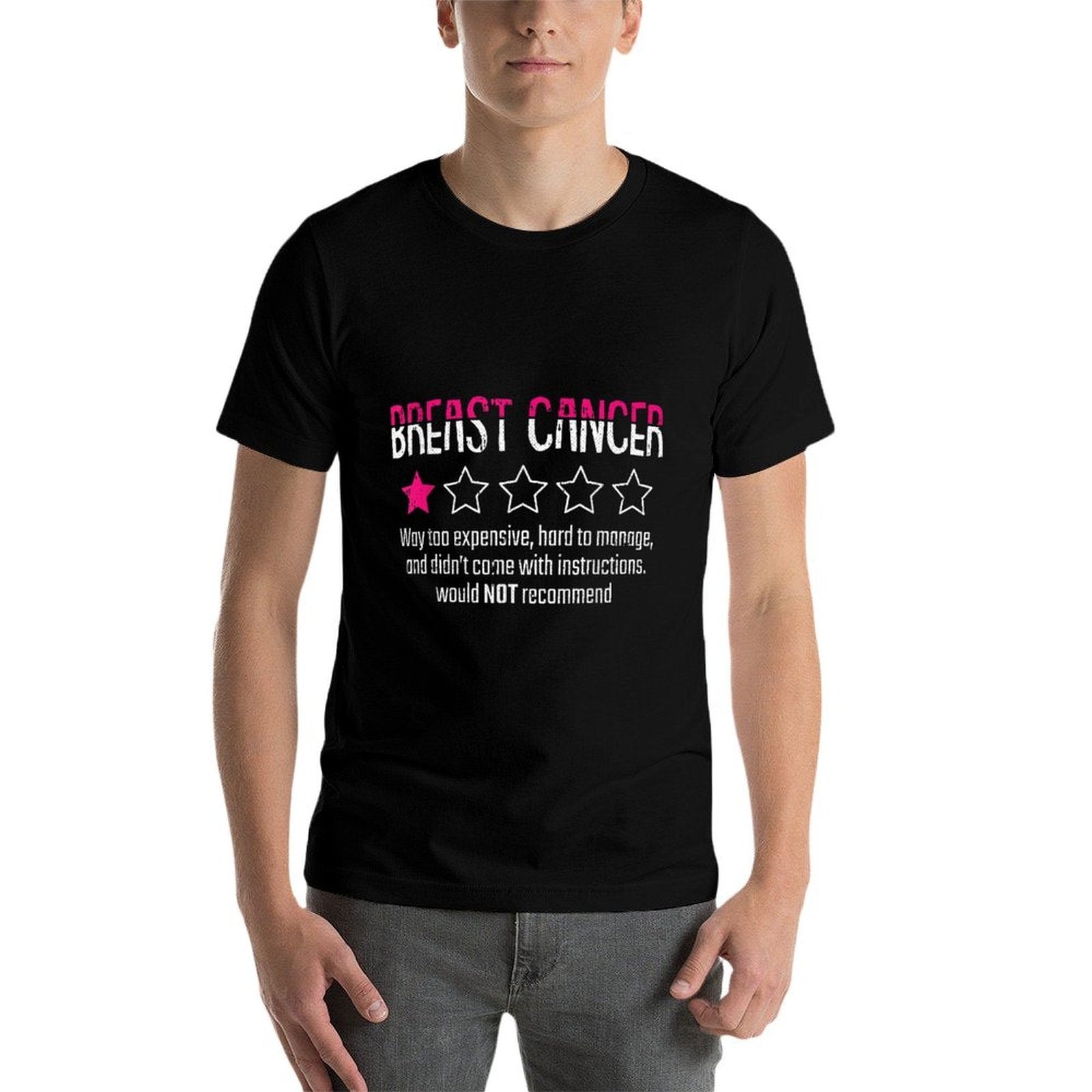1 Star Rating Breast Cancer Awareness Funny Fighter  Vintage-inspired T-Shirt