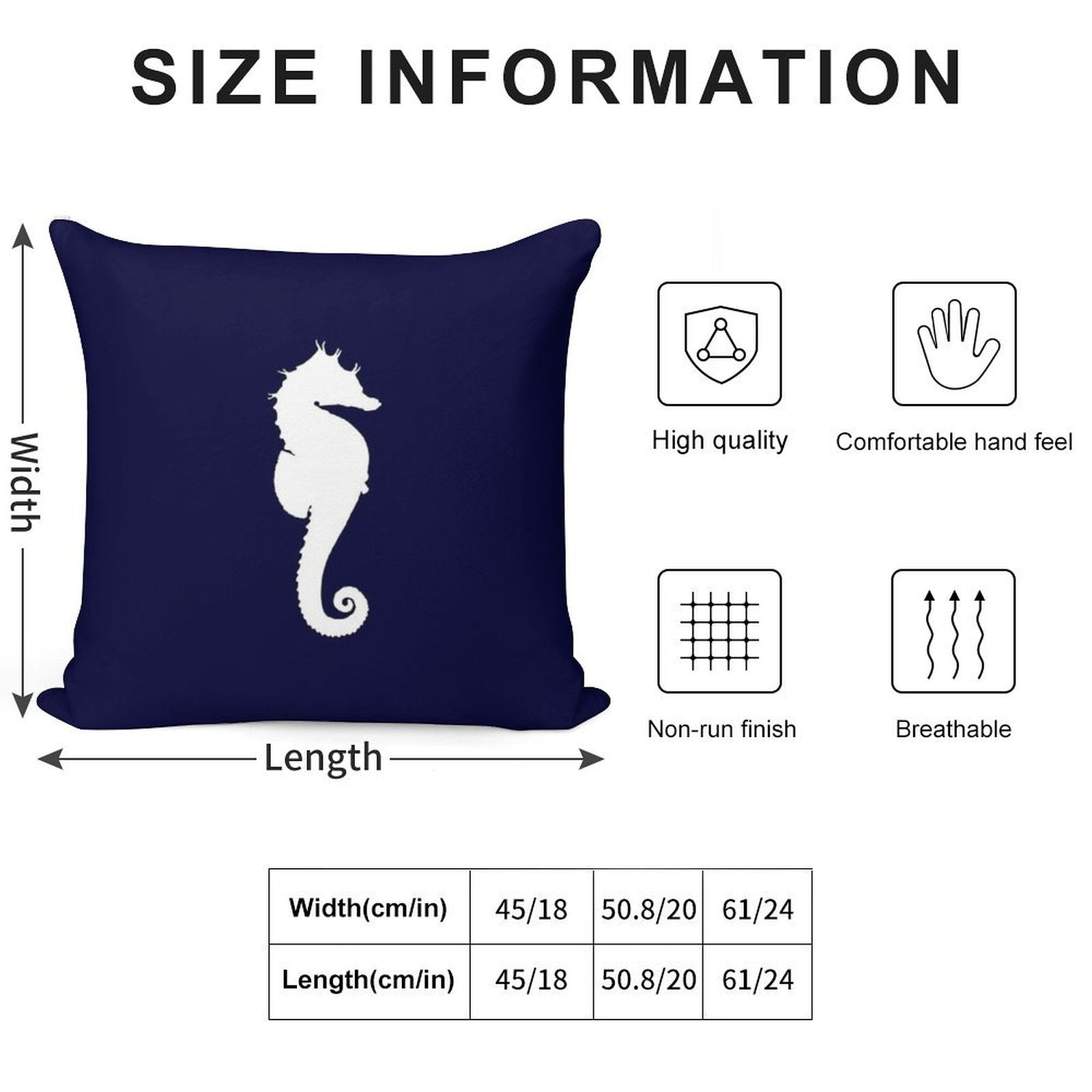 White Seahorse On Navy Blue Soft Easy Maintenance Throw Pillow
