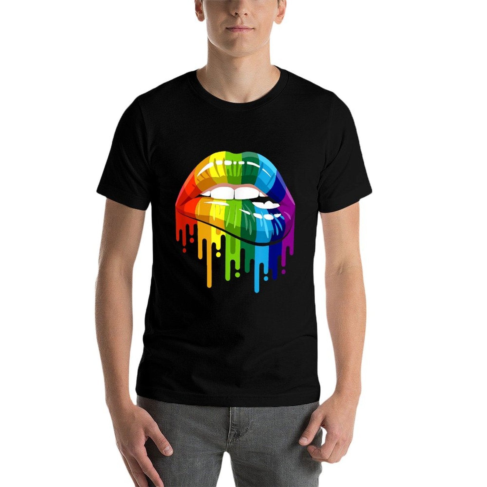 LGBTQ Rainbow Lip Gay Pride  Stretchy T-Shirt