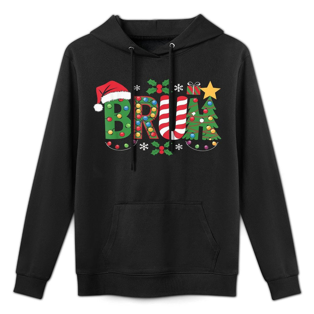 Christmass for Kids Boys Bruh Funny Christmas Women Kangaroo Pocket Hoodie