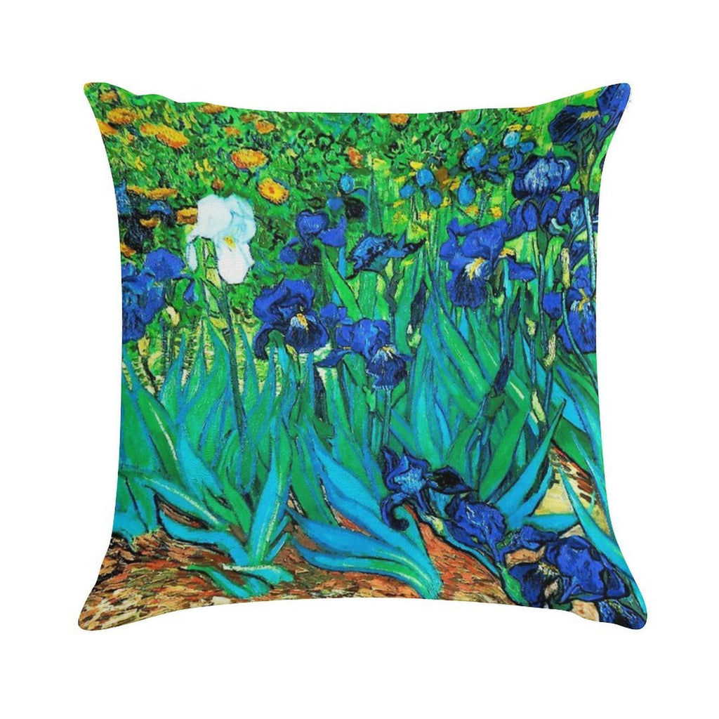 Van Gogh Garden Irises HDR Soft Ultra-Soft Texture Throw Pillow