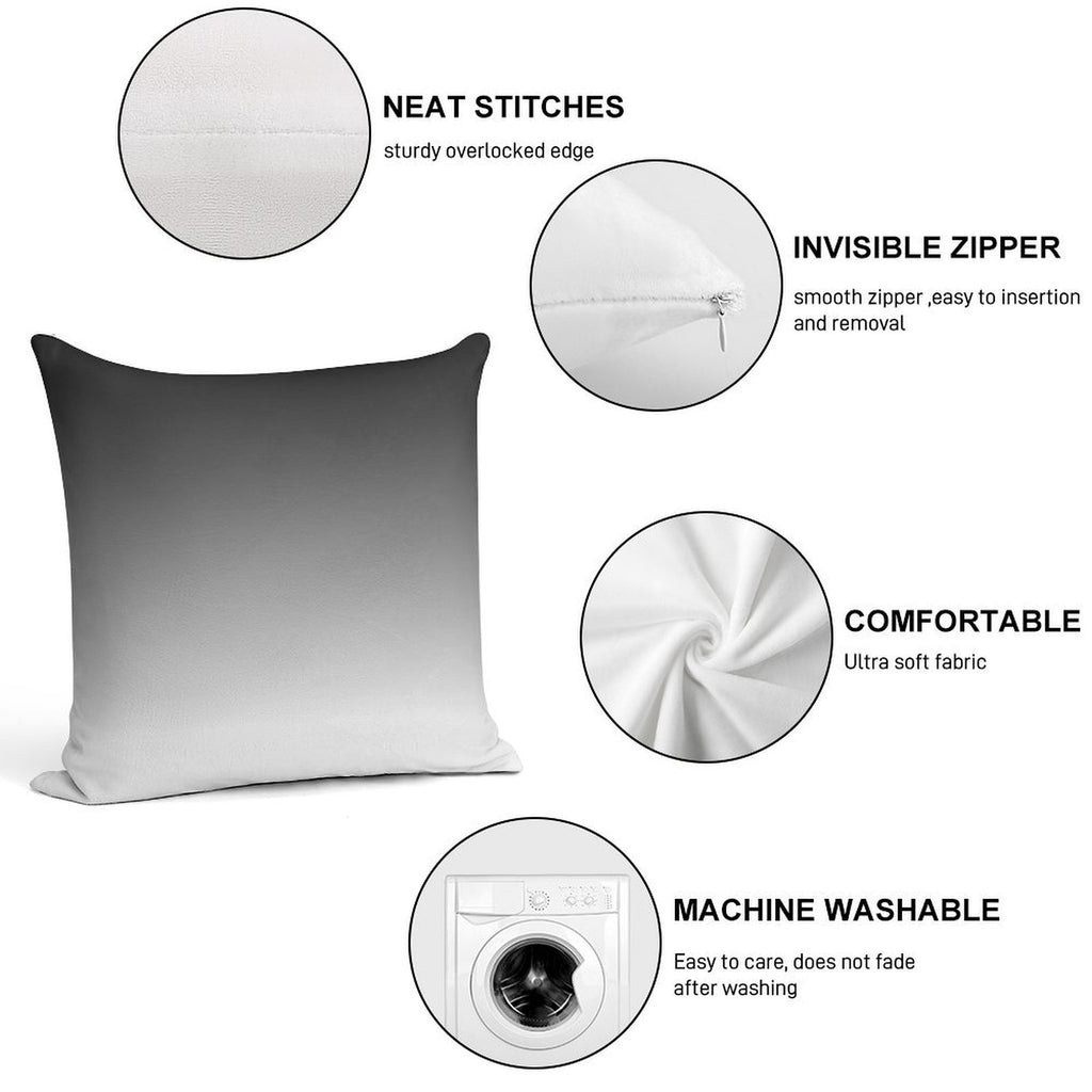 SHADES OF GREY - Minimalist Black to White Gradient Ombre Soft Skin-Friendly Throw Pillow