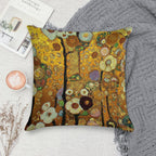Flowers Gustav Klimt Soft Durable Construction Throw Pillow