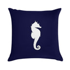 White Seahorse On Navy Blue Soft Easy Maintenance Throw Pillow